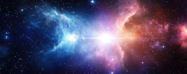Poster - Stunning cosmic scene showcasing vibrant colors and swirling galaxies, perfect for space enthusiasts and science fiction themes.