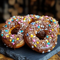 Wall Mural - Chocolatecovered pretzels filled with mousse and topped with a sprinkle of crushed hard candy