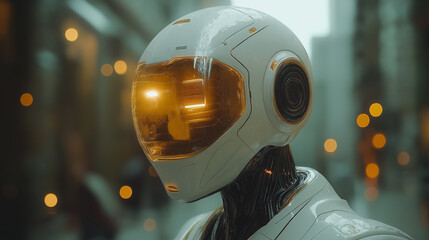 Poster - Robot AI policies in a minimalist style, futuristic guidelines, high-tech environment, clean and uncluttered design, modern aesthetics, 3D rendering