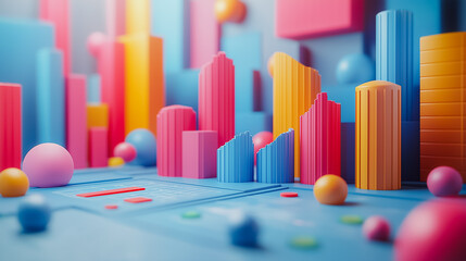 Poster - Minimalist financial concept, modern design, high-tech elements, clean data visualization, sleek and elegant, 3D background