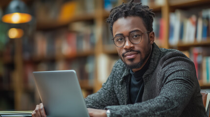 Poster - Professional working at a laptop in a bright office