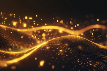 Poster - Visual of a defeat alert banner displayed on a shadowy background featuring glimmering golden electronic ripples