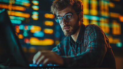 Poster - Finance professional analyzing stock market data