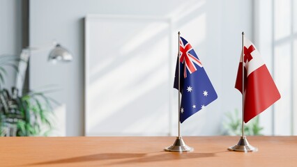 Wall Mural - FLAGS OF AUSTRALIA AND TONGA  ON TABLE