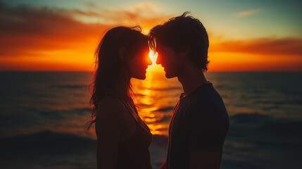 Poster - Couple sharing a romantic moment at sunset