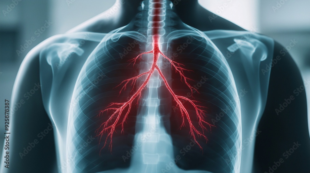 Detailed X-ray of the chest highlighting a thoracic aortic aneurysm ...