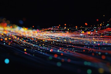 Poster - Dynamic lines of code flowing over a dark background, creating a sophisticated visual encounter