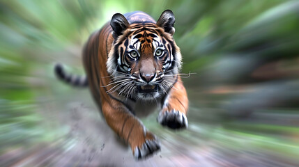 A close-up of a Malayan tiger. It is a tiger population in Peninsular Malaysia. This population is southern