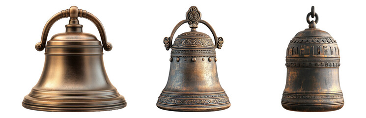 Bell set isolated on transparent background perfect for vintage or historical themed designs