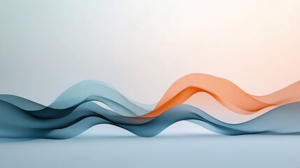 Poster - Abstract Waves: A mesmerizing interplay of light and form, these abstract waves in soft blue and orange hues create a sense of movement and tranquility, perfect for modern and minimalist designs. 