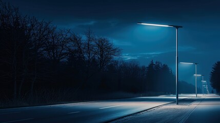 Poster - Create a futuristic road light with a minimalist design and integrated smart technology.