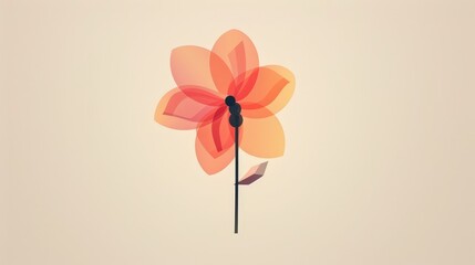Poster - Create a minimalist flower icon with a single color and a simple, abstract shape.