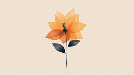 Poster - Create a minimalist flower icon with a single color and a simple, abstract shape.