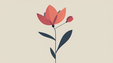 Poster - Create a minimalist flower icon with a single color and a simple, abstract shape.