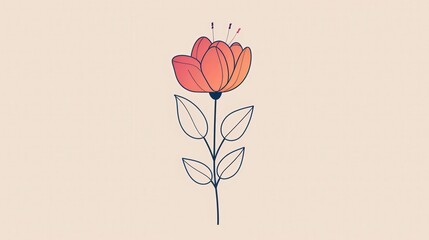 Poster - Create a minimalist flower icon with a single line drawing, capturing the essence of the shape and form.