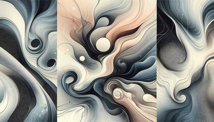 Wall Mural - “Seamless abstract background with flowing waves in