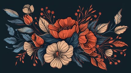 Poster - Create a sophisticated bouquet icon with elegant, detailed petals and leaves.