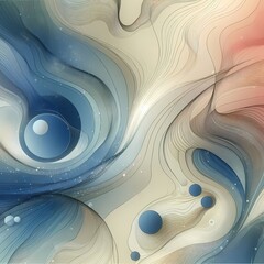 Wall Mural - Abstract blue background with swirling waves and circles, featuring smooth curves and a futuristic digital texture