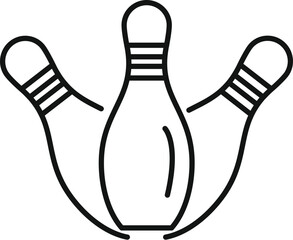 Wall Mural - Three bowling pins are standing in a bowling alley, ready for a game