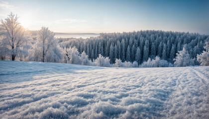 Aurora borealis over the frosty forest. Green northern lights above mountains. Night nature landscape with polar lights. Night winter landscape with aurora. Creative image. winter holiday concept.