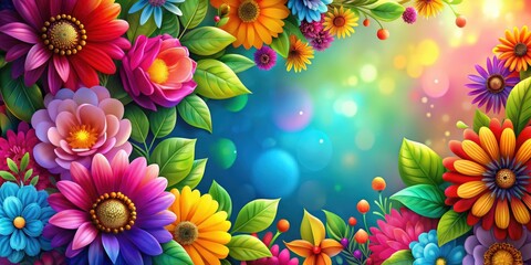 Wall Mural - Abstract background with vibrant floral elements , abstract, floral, design, colorful, backdrop, artistic, nature, pattern