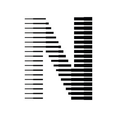 Aufkleber - Letter N Logo with Abstract Line Pattern Isolated On White Background