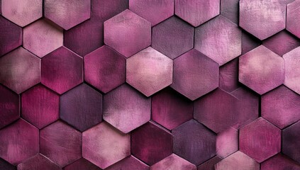 Wall Mural - Purple hexagonal tiles, abstract design.