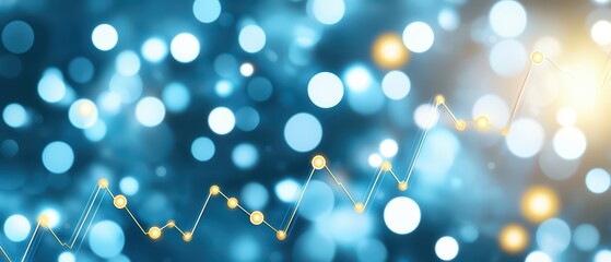Poster - A vibrant blue background with glowing circles and a dynamic graph line, perfect for illustrating data trends and analysis.