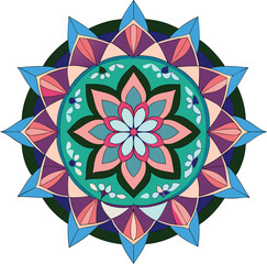 Wall Mural - Simple mandala design for coloring. Vector floral mandala