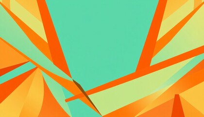 Wall Mural - Abstract background with green, orange, and yellow geometric shapes.