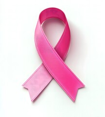 pink ribbon for cancer awareness, isolated on a white background