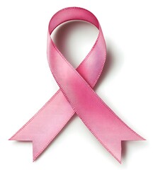 pink ribbon for cancer awareness, isolated on a white background