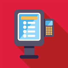 Aufkleber - electronic kiosk is showing information on screen with buttons to press and keypad on right side