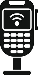 Poster - simple icon of a wireless pos terminal accepting contactless payment