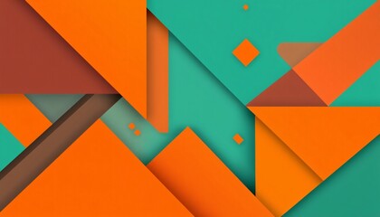 Wall Mural - Abstract geometric background with orange, brown, and teal shapes.