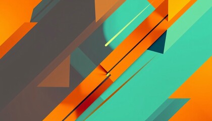 Wall Mural - Abstract geometric background with orange, teal, brown, and yellow color palette.