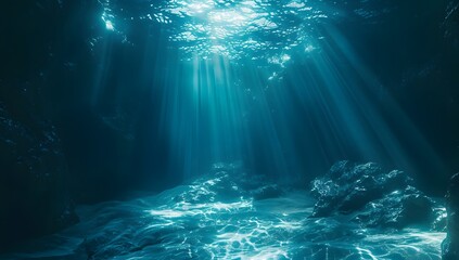 a dark ocean with a blue background and the ocean in the background