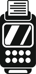 Poster - Simple black pos terminal with a blank receipt coming out of the top