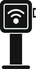 Poster - Black and white vector icon of a street wifi terminal displaying the wifi icon, indicating internet connectivity
