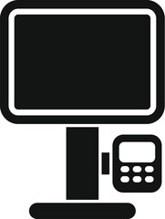 Poster - Simple icon representing a pos terminal with a blank screen, accepting a contactless payment