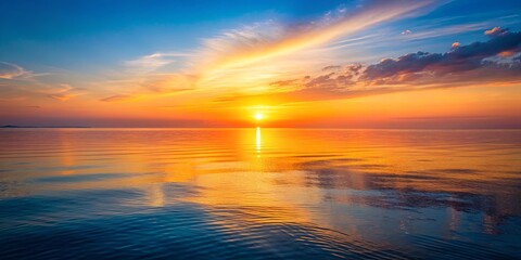 Wall Mural - Morning sea at sunrise glows with warm hues, tranquil water reflecting the sun's first rays , sunrise, sea, ocean, morning