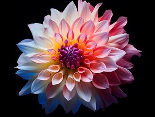 Wall Mural - Colorful dahlia flower isolated on black background, close up