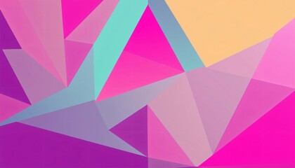 Wall Mural - Abstract geometric pattern with pink, purple, blue and yellow triangles.