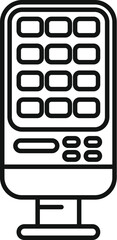 Poster - modern self service payment terminal standing on the floor is accepting contactless payment