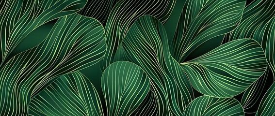 Abstract exotic plant seamless pattern on green background. Green leaf wallpaper. Tropical pattern, palm leaves seamless floral background. Vector illustration
