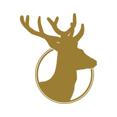 Deer Head in the Circle Frame, can use for Logo Gram, Animal Illustration, Apps, Website or Graphic Design Element. Format PNG