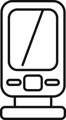 Poster - Mobile phone standing on a charging dock in outline style for apps and websites