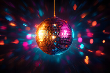 Wall Mural - colorful disco mirror ball nightclub sphere light.
