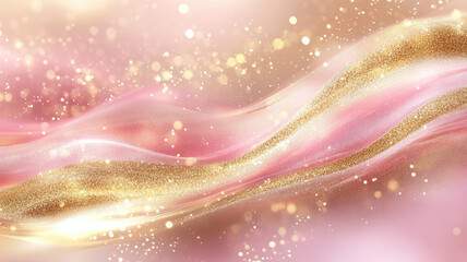 pink and gold background, waves and sparkles, detailed high definition image