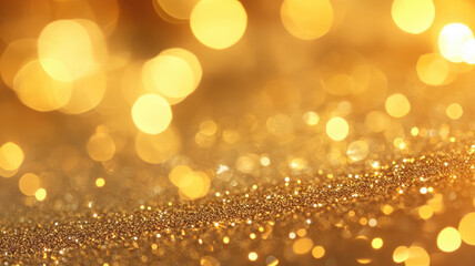 gold background with glitter particles, bokeh, high quality photo